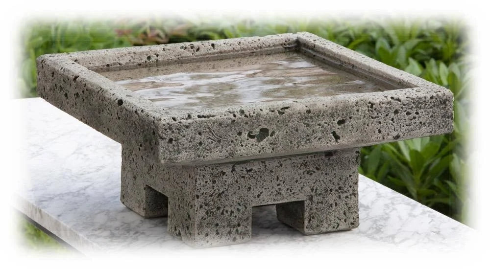 Hand Crafted Asian Temple Design Cast Stone Bird Bath F9050