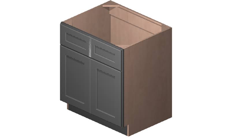 Grey 30x22 Sink Base Cabinet with 2 Doors and 2 False Drawers D5750