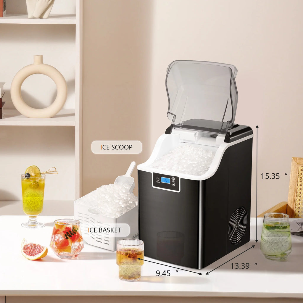 Black Portable Countertop Ice Maker with Basket & Scoop N917940