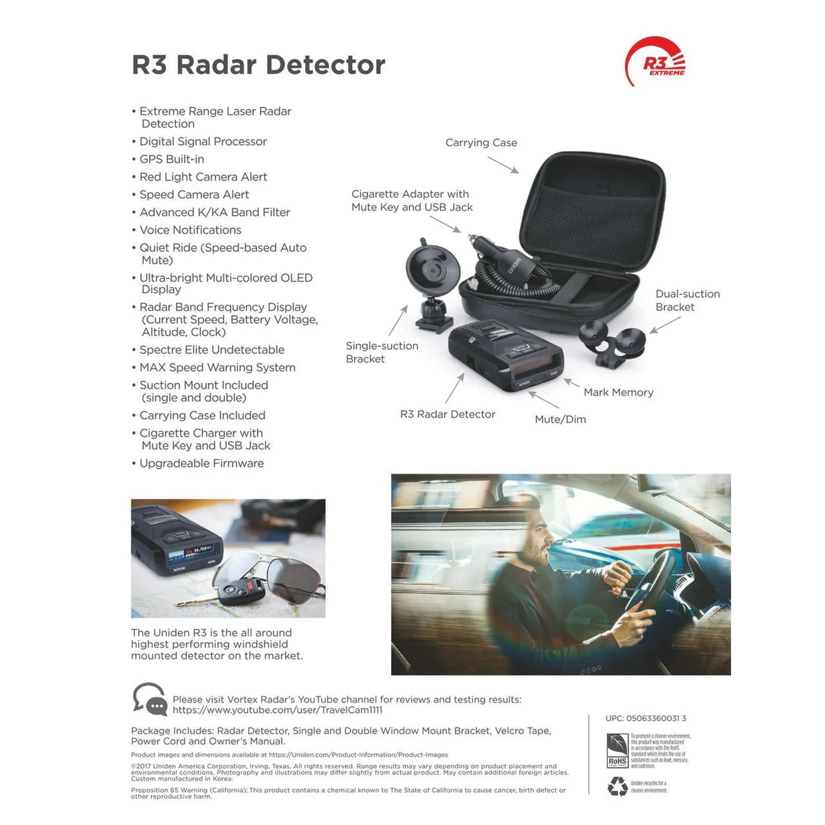 Long-range Radar and Laser Detector with GPS F6135