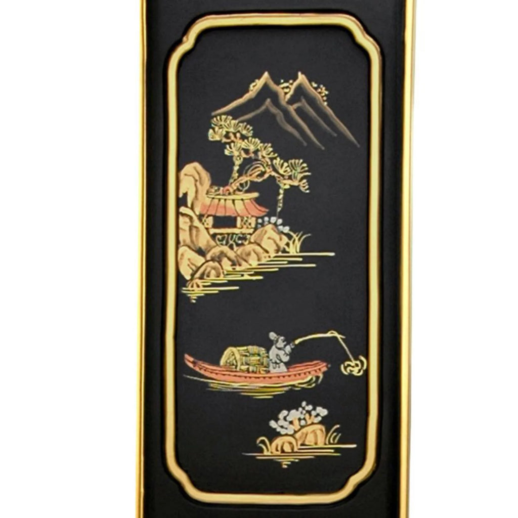 Handmade Wood Black Landscape Ming Chair N8094