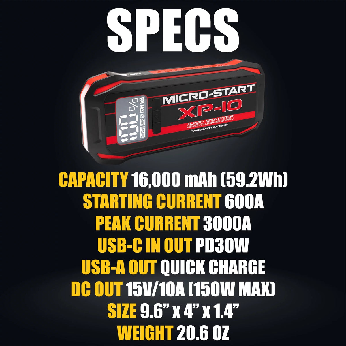 3000A 12V Lithium Jump Starter Portable Power Supply H89593