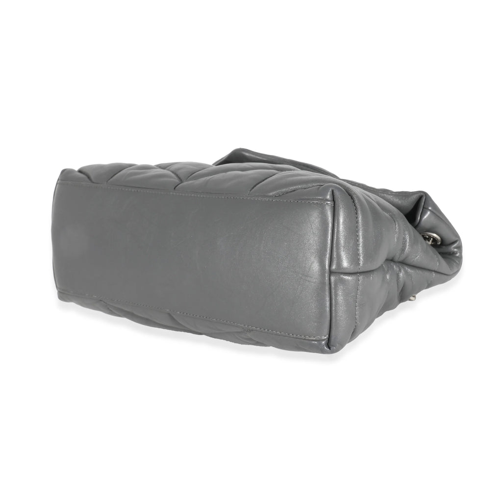 Grey Quilted Leather Small Puffer X18523
