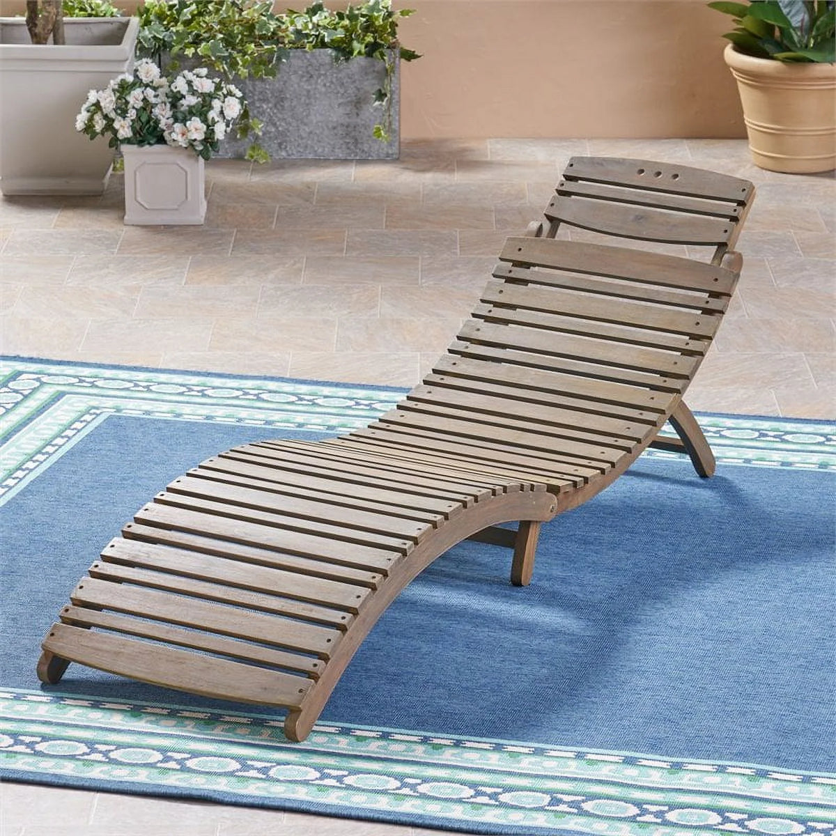 Acacia Wood Foldable Chaise Lounge Z683