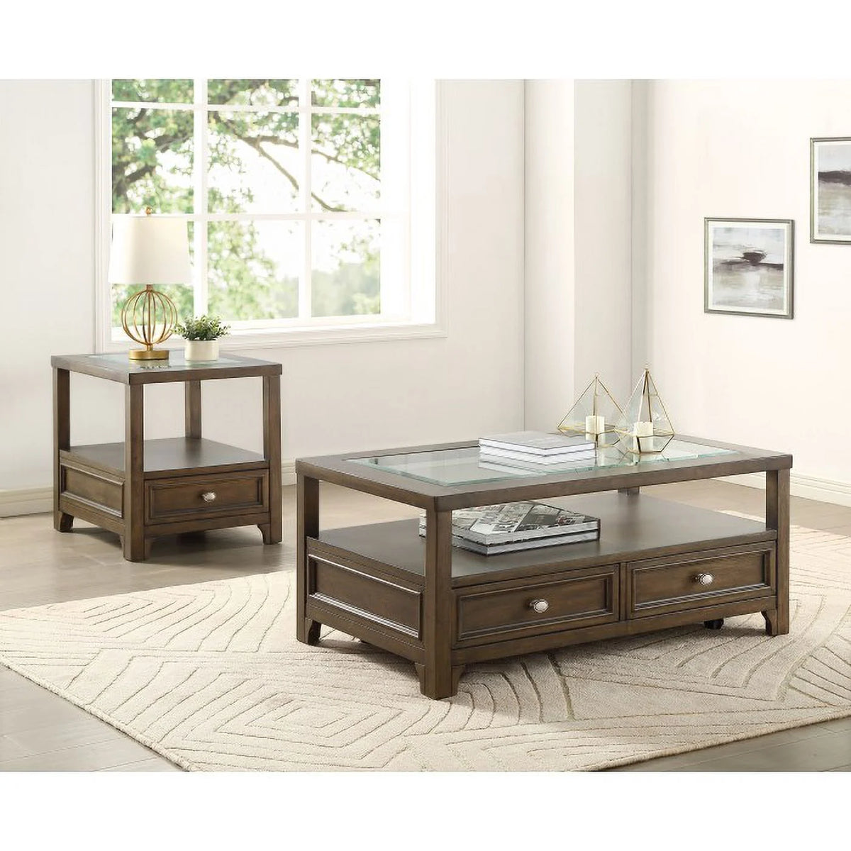 Auburn Wood 2 Drawer Coffee Table G600094
