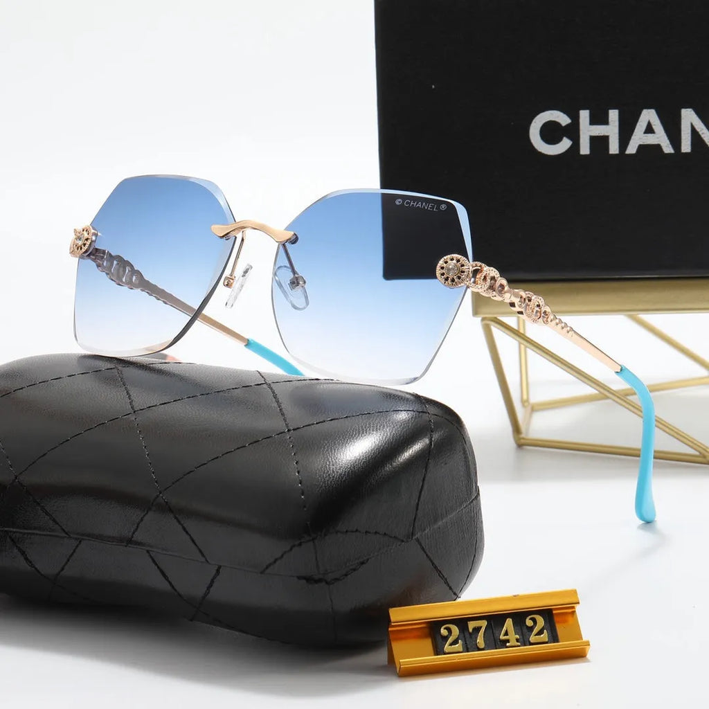 Frameless Rhinestone Flower Polarized Sunglasses U2517