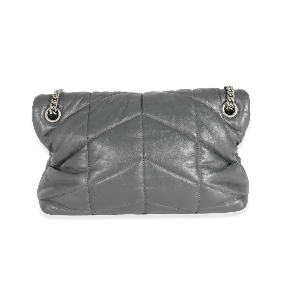 Grey Quilted Leather Small Puffer X18523