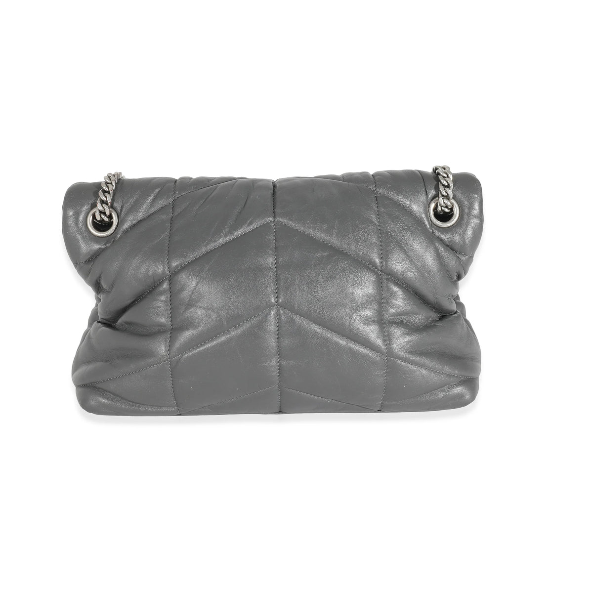 Grey Quilted Leather Small Puffer X18523