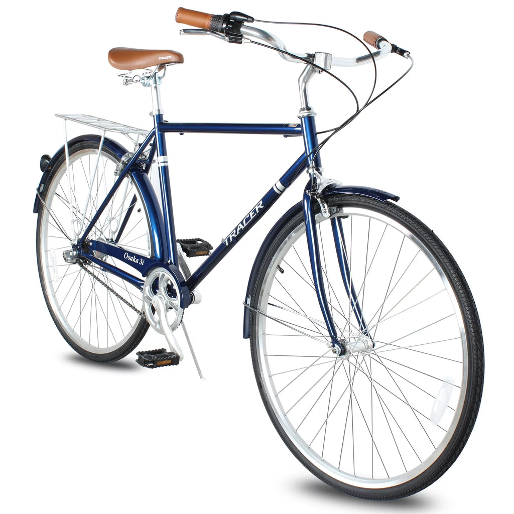 Men's 21 Speed Matte Black Steel Frame Hybrid City Bike W305