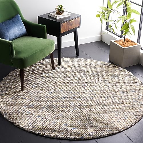 9' x 12' Beige Handmade Wool Area Rug W528126