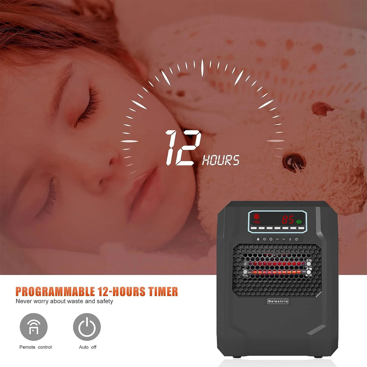 Black Electric Radiant Space Heater 2 Pack D542995