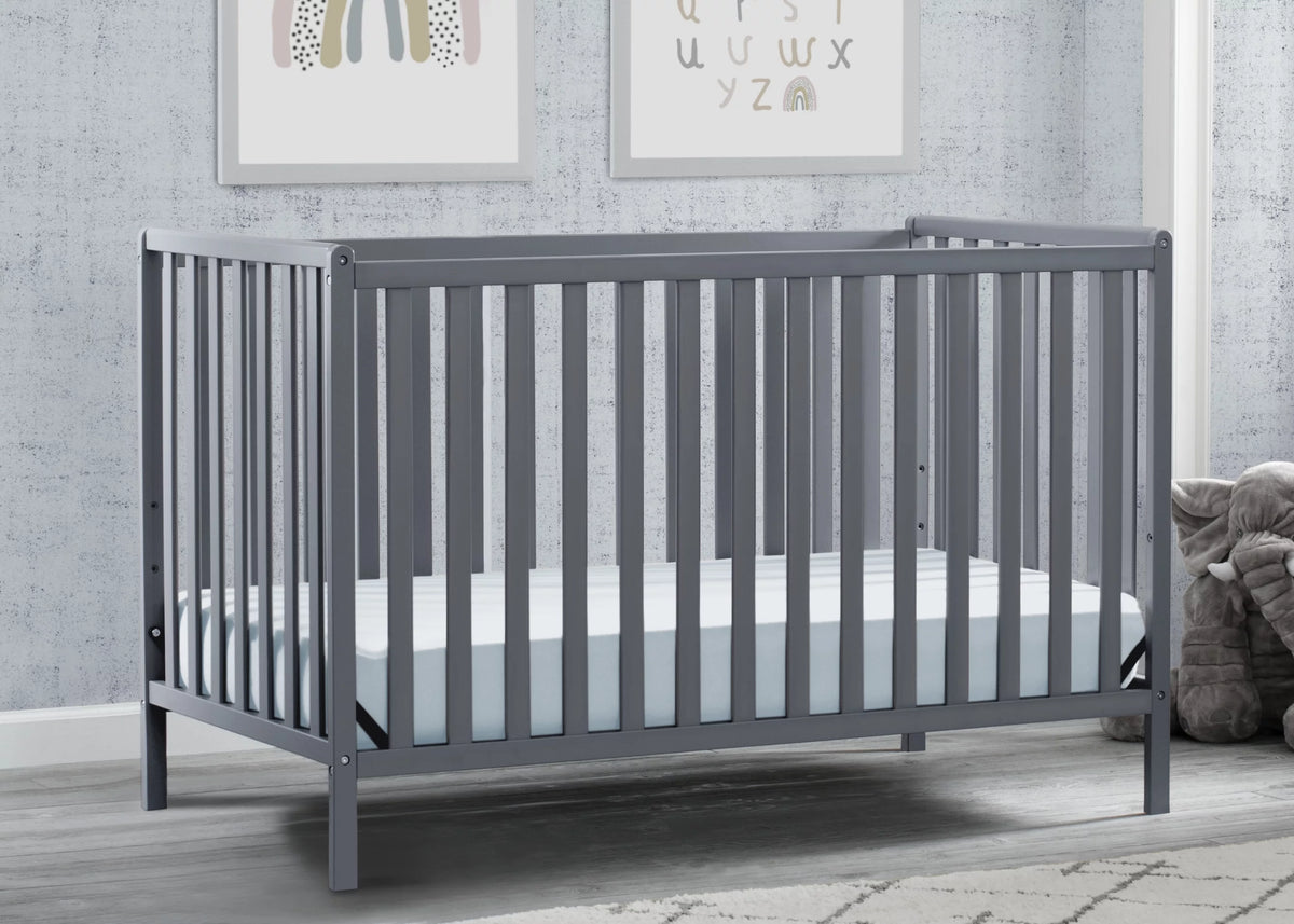 Charcoal Gray 4-in-1 Convertible Baby Crib B1926