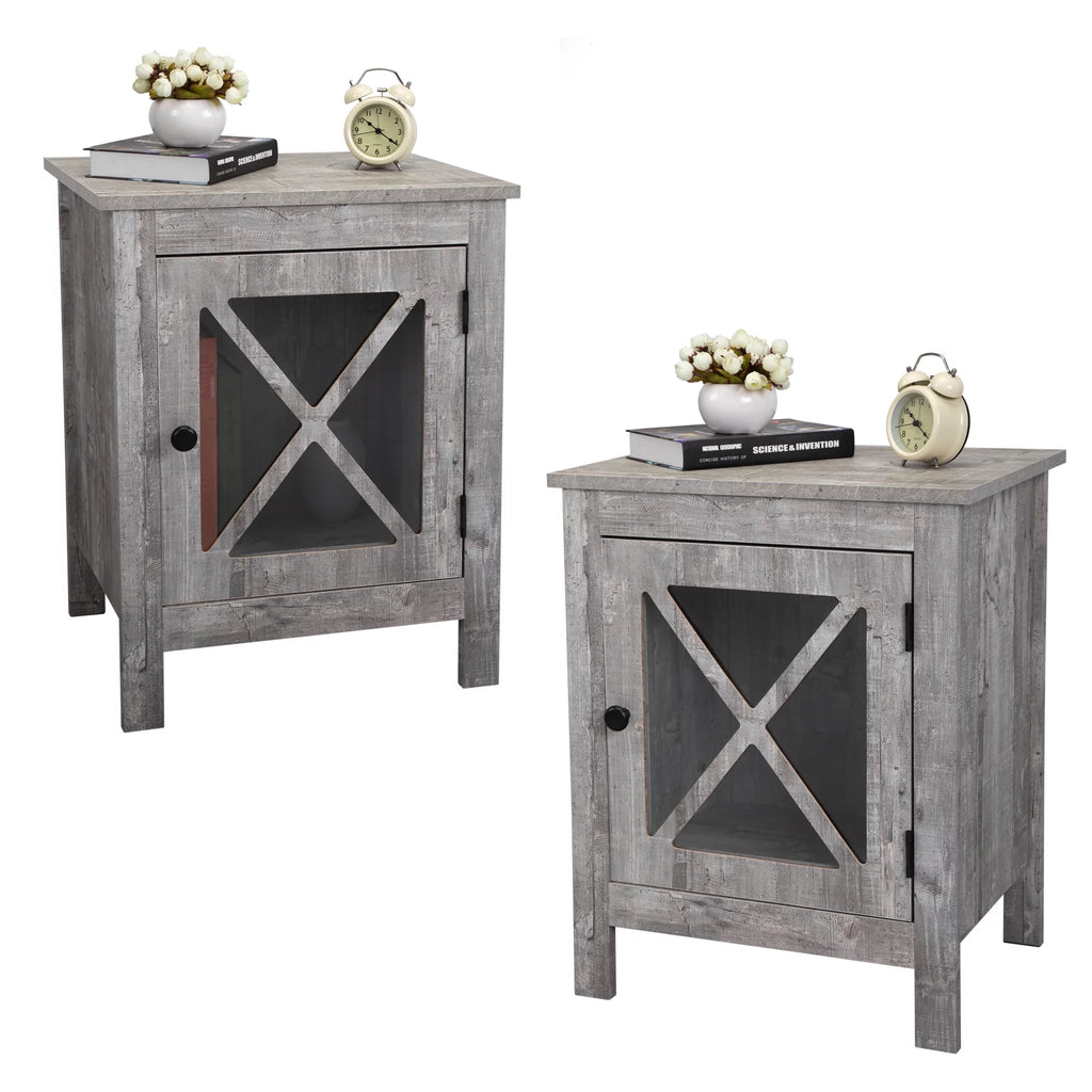Gray Night Stand with Storage and Door V176
