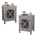 Gray Night Stand with Storage and Door V176