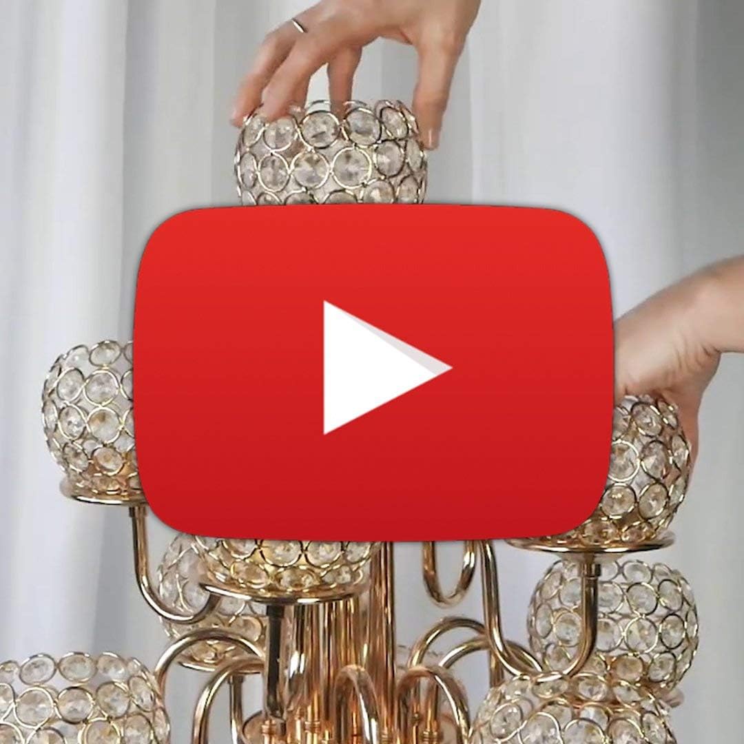 39.5 Gold Crystal Beaded 13 Arm Candelabra Candle Holder R374