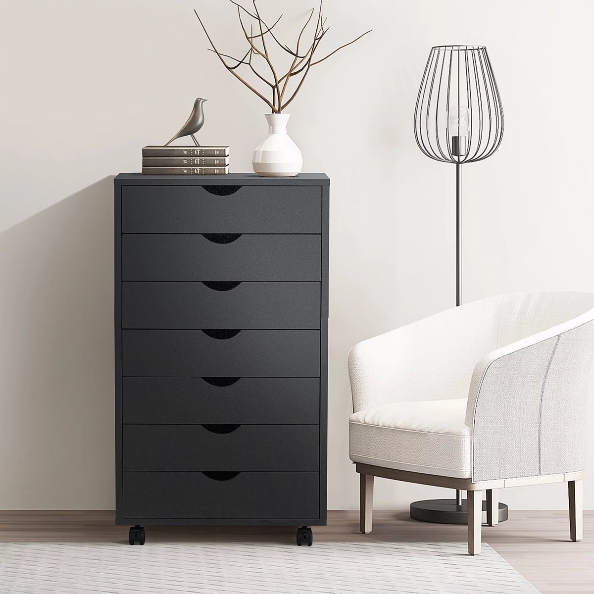 Black 7 Drawer Wood Dresser P481483