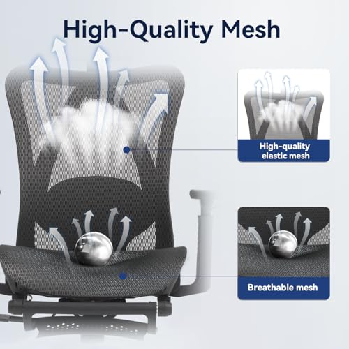 Black Ergonomic Mesh Office Chair with Footrest P9830