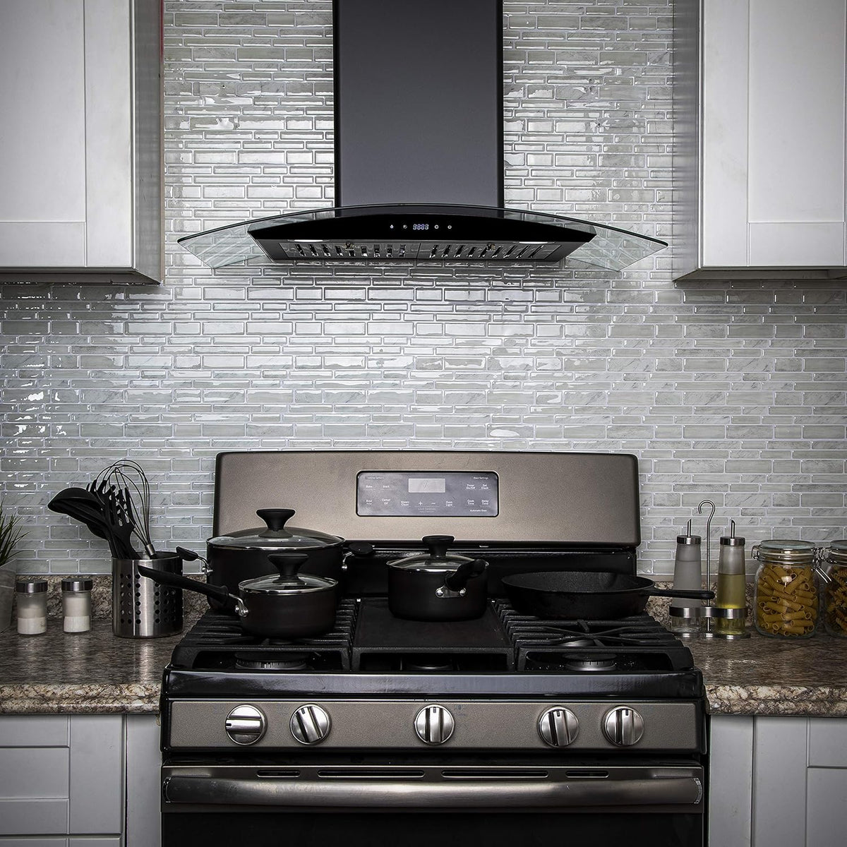 30 in Black Painted Stainless Steel Convertible Wall Mount Range Hood E74269