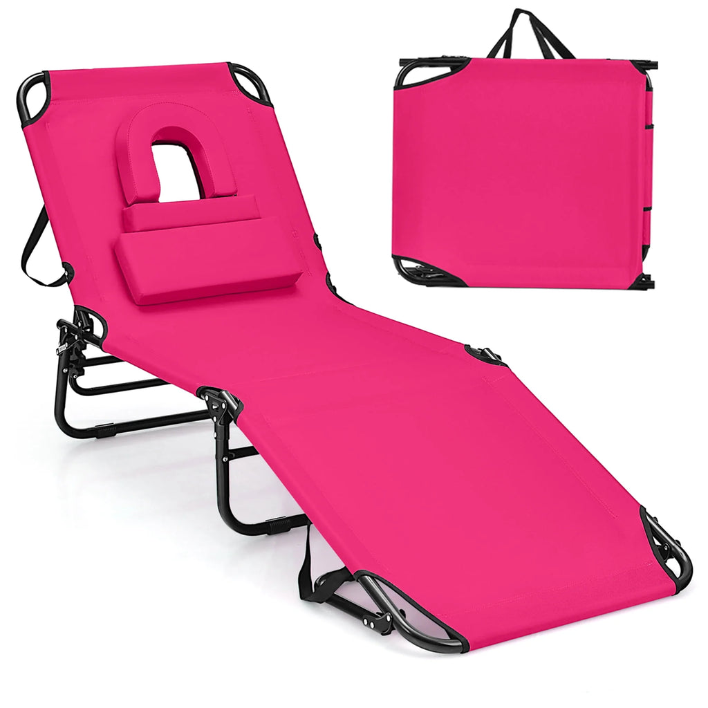 Beach Chaise Lounge Chair with Face Hole Pillows Z8277