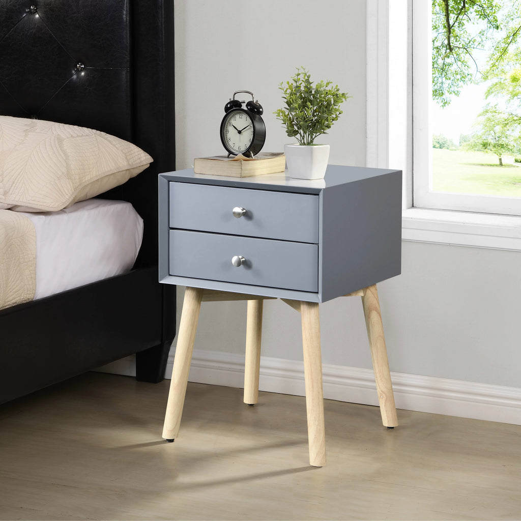 2 Drawer Rubber Wood Side Table H93374