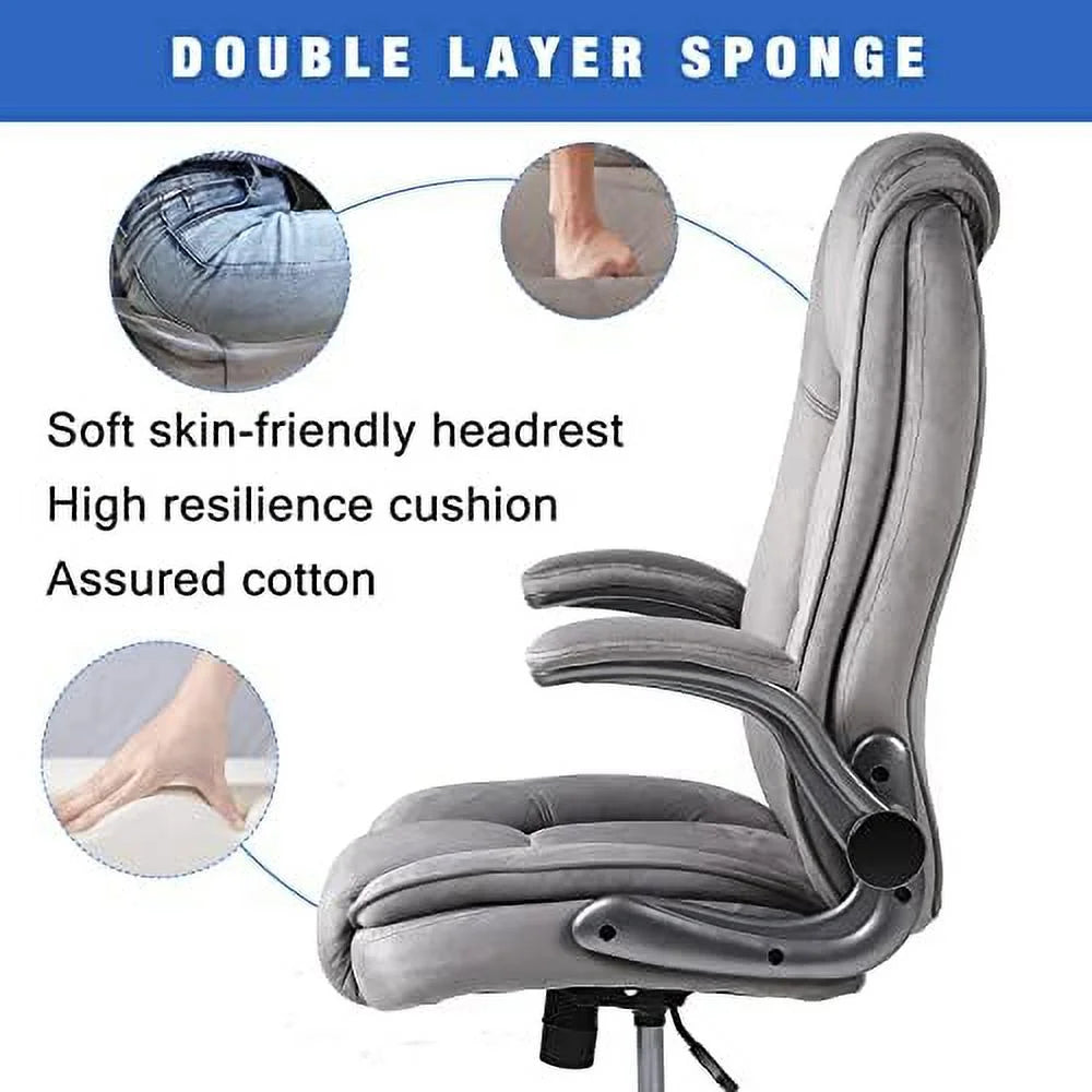Leather Executive Office Desk Chair with Flip-up Arms R729