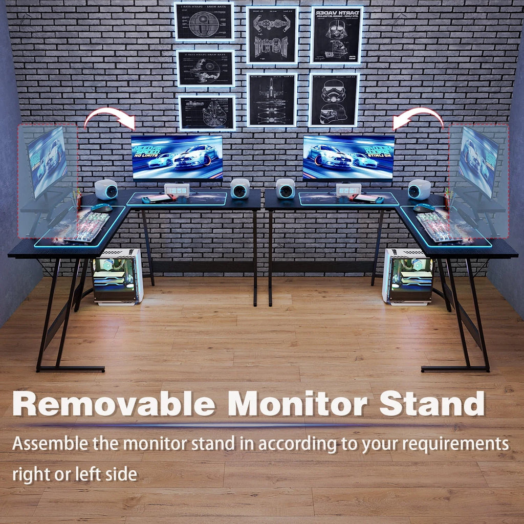 L-Shaped 51 Inches Corner Office Desk with Monitor Riser S58139