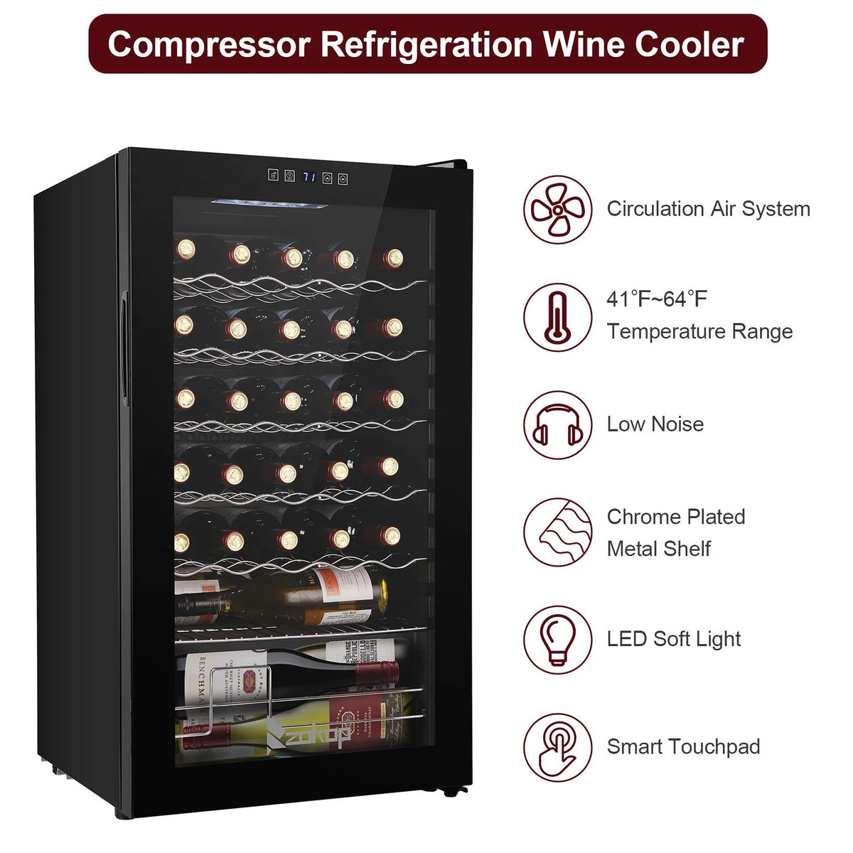 34 Bottle Compressor Wine Fridge, Black U64135
