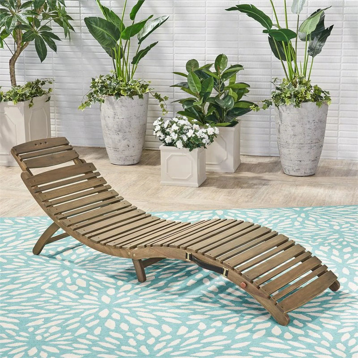 Acacia Wood Foldable Chaise Lounge Z683