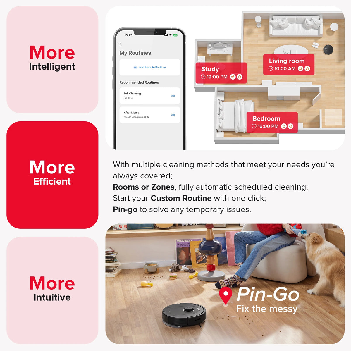 Robot Vacuum and Mop with Auto-Empty Dock H406