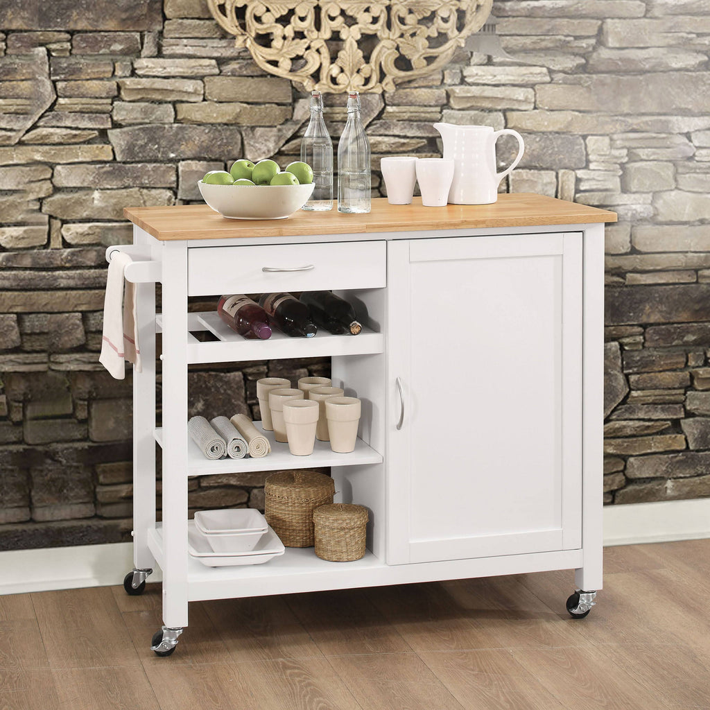 White Black MDF Kitchen Cart L91492
