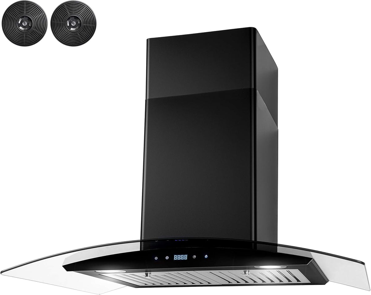 30 in Black Painted Stainless Steel Convertible Wall Mount Range Hood E74269