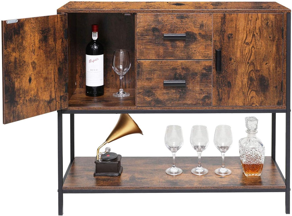 Rustic Brown Storage Cabinet with 2 Drawers and 1 Open Shelf W933