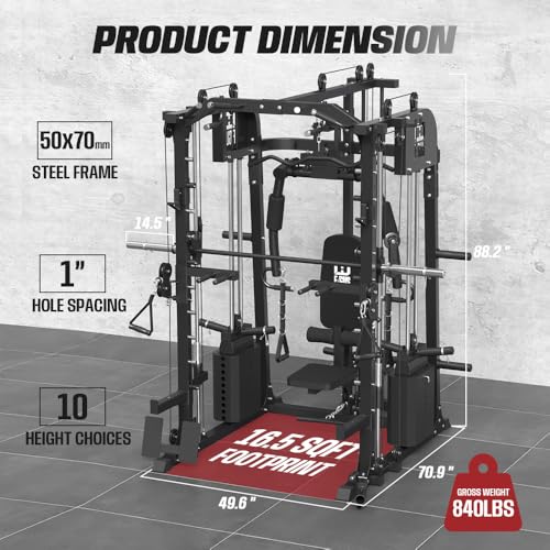 Commercial Smith Machine with Squat Rack and Cable Crossover T69652