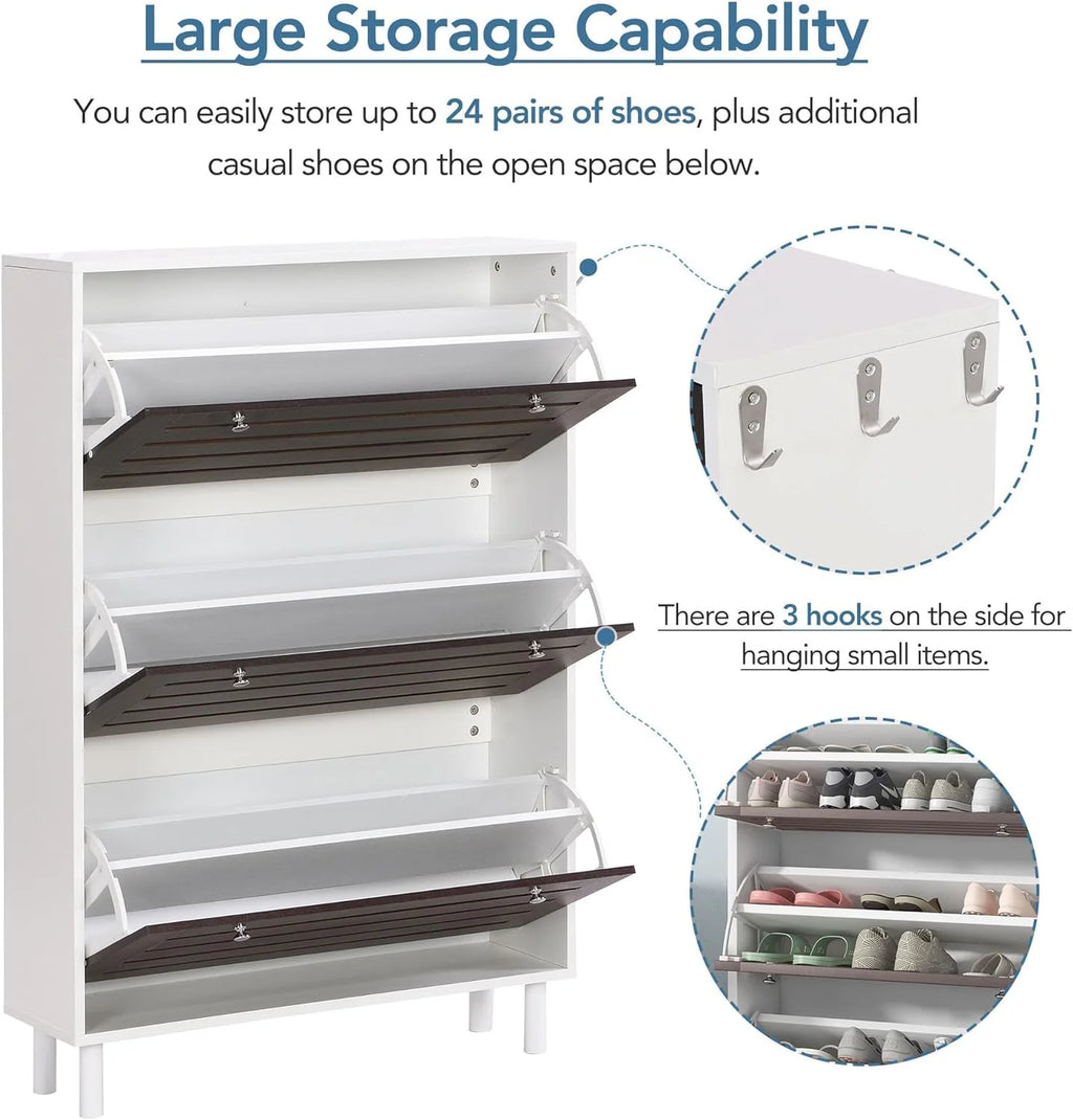 Slim Shoe Cabinet with 3 Flip Drawers V712236