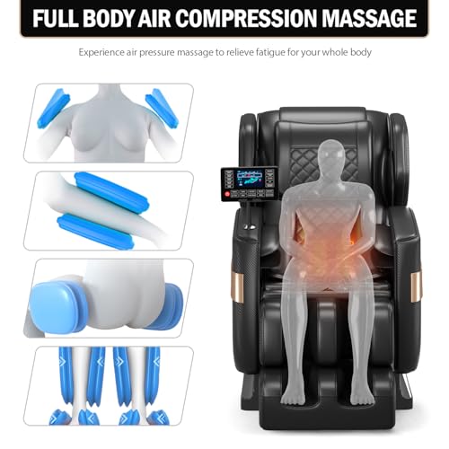 Zero Gravity Full Body Shiatsu Massage Chair with Airbags Foot Massage LCD Control Waist Heater Bluetooth Black U968