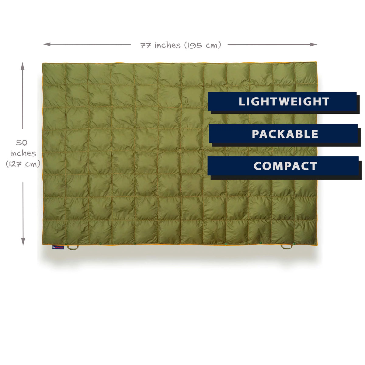 Down Camping Blanket - Packable Lightweight Warm 650 Fill Power Water-Resistant (Olive) M2587