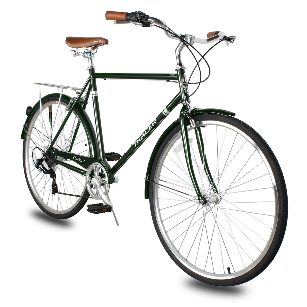 Men's 21 Speed Matte Black Steel Frame Hybrid City Bike W305