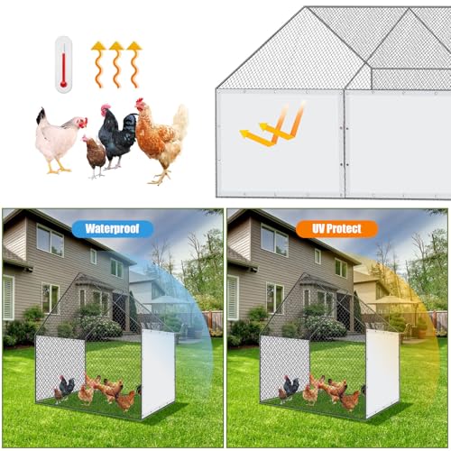 Waterproof 11.5 x 6.6 ft Chicken Coop Cover with 50 Pcs Ball Bungees Cords T7926