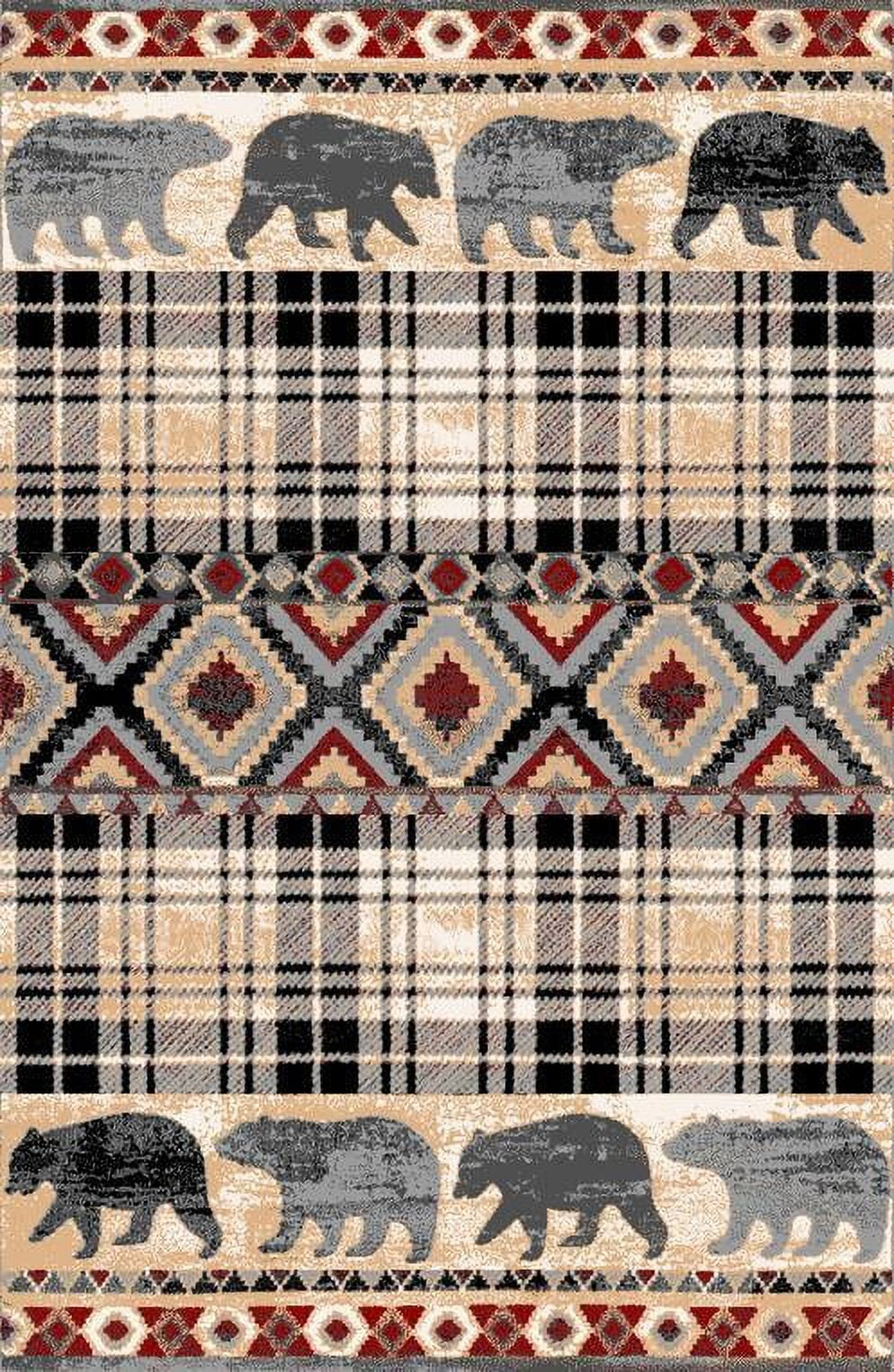 Multicolor Bear Geometric Print Rug V360407