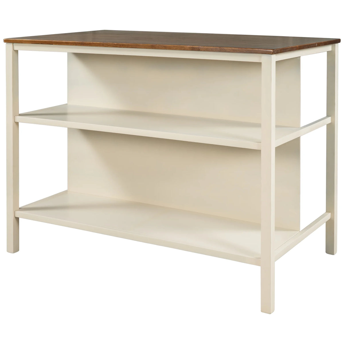 Solid Wood Kitchen Island with 2 Open Shelves K284