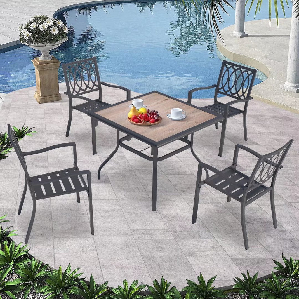 5 Pieces Outdoor Patio Dining Set with 4 Stackable Chairs O55200