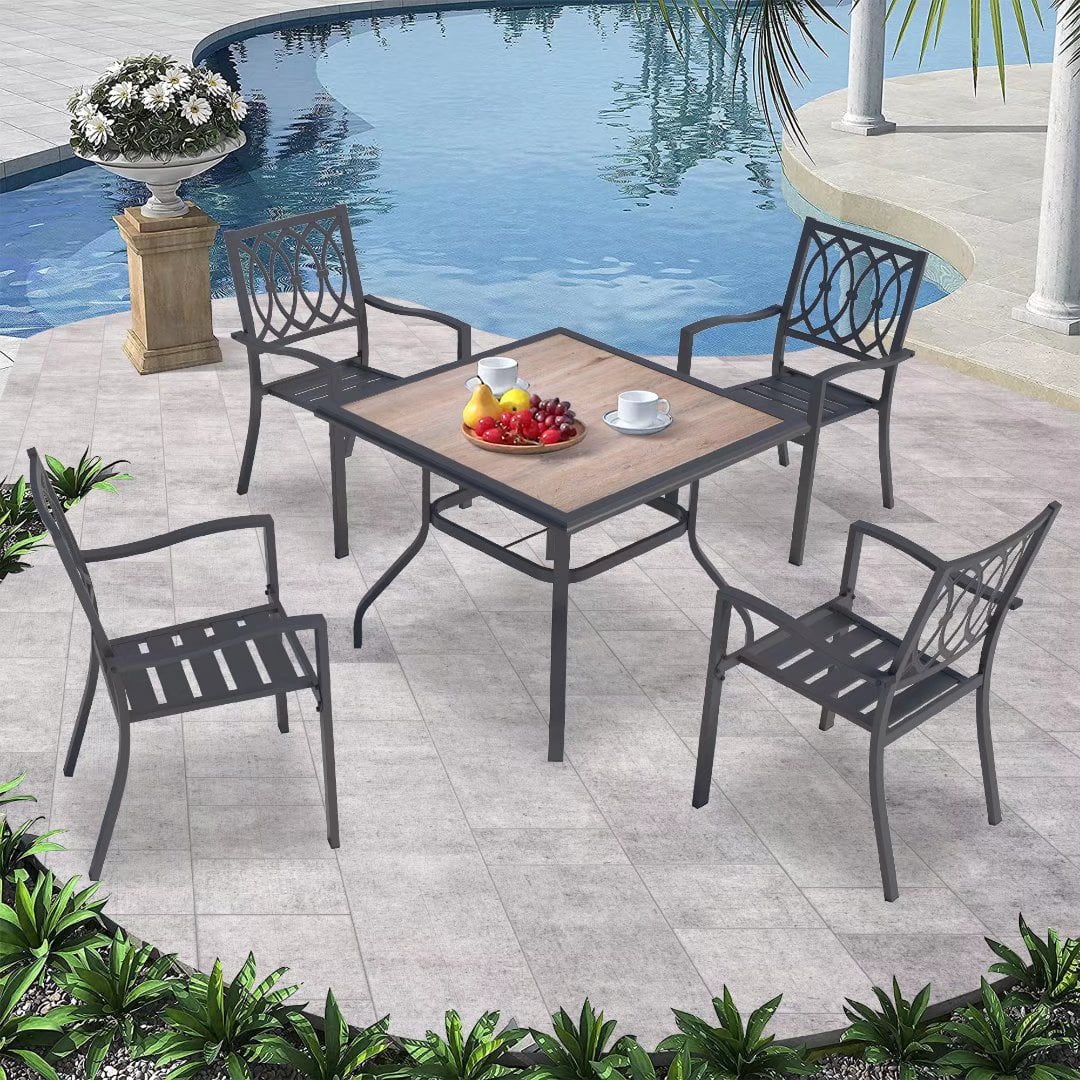 5 Pieces Outdoor Patio Dining Set with 4 Stackable Chairs O55200