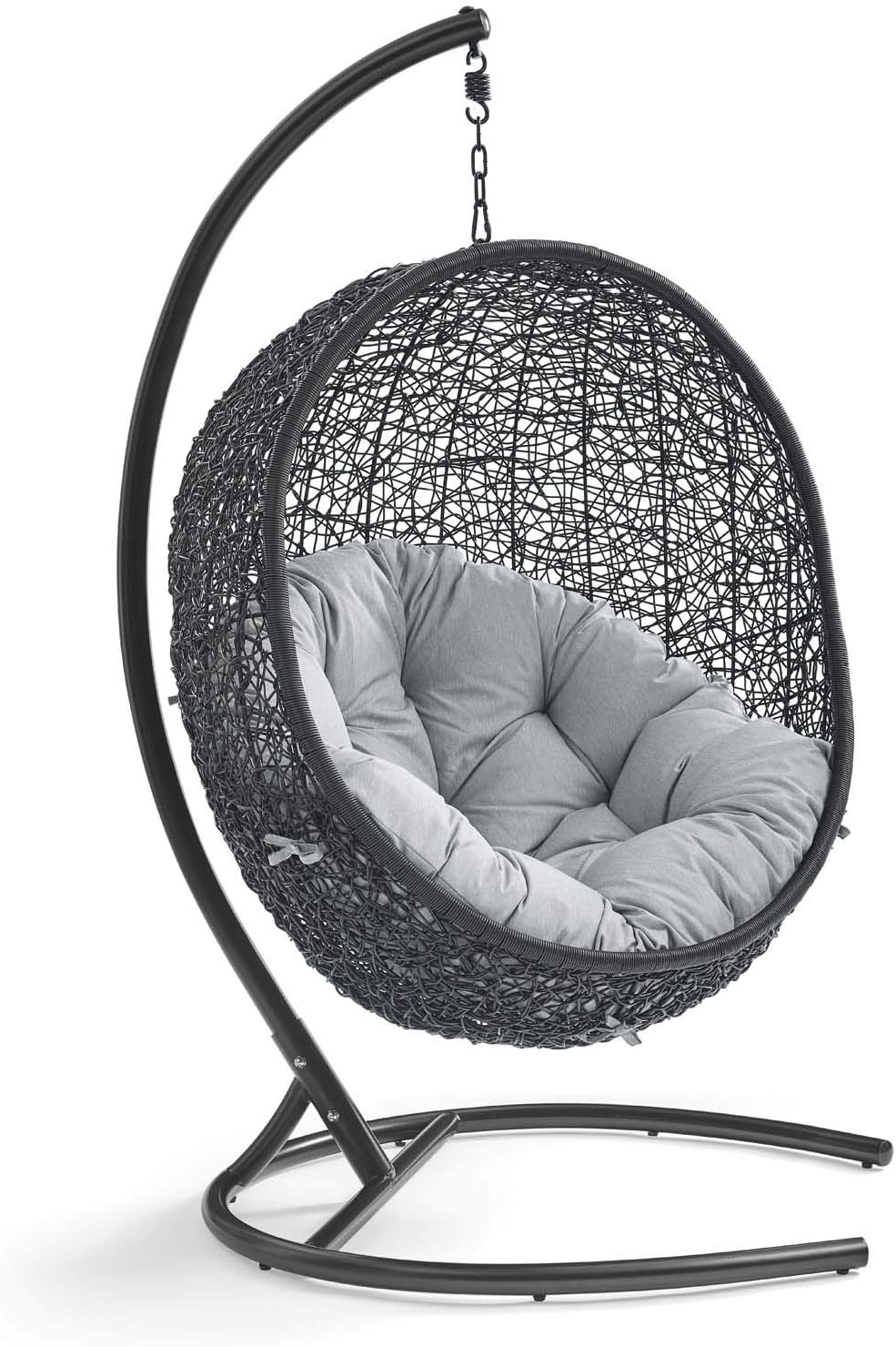 Navy Wicker Rattan Swing Chair with Stand Y5381
