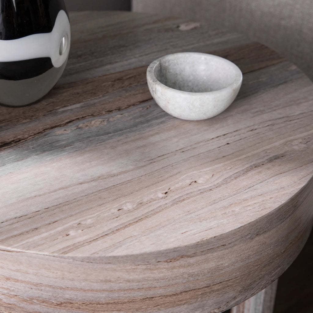 Round Faux Marble End Table E8540