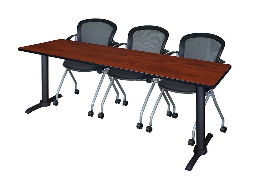 48 x 24 in. Grey Training Table & 2 Black Nesting Chairs J904