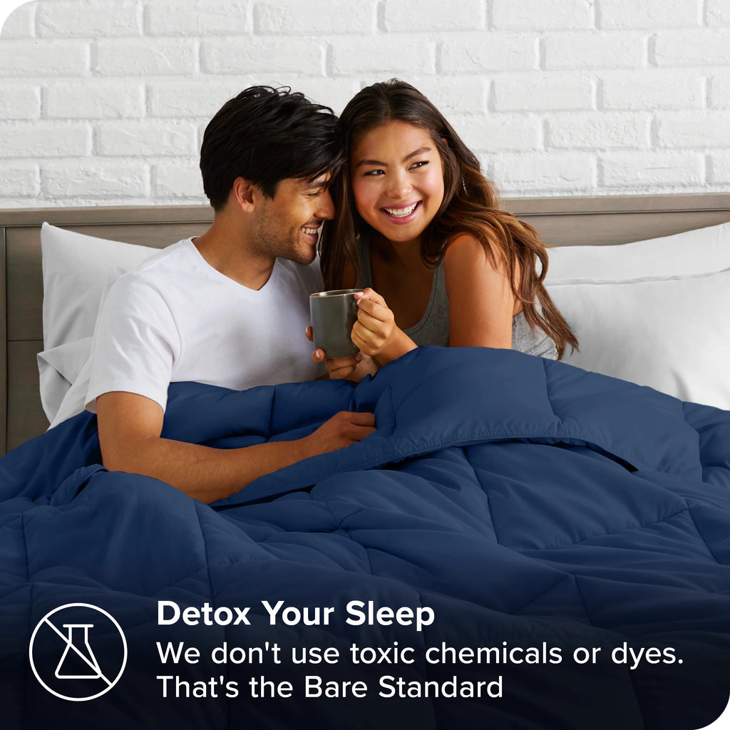 Queen Dark Blue Down Alternative Comforter Set D669
