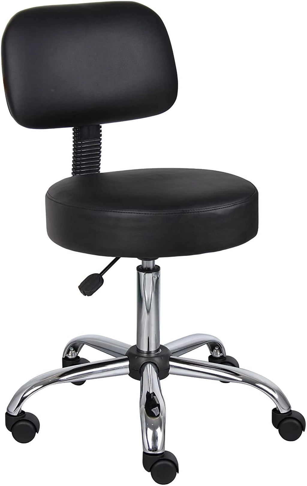 Black Vinyl Stool with Back Cushion X6208
