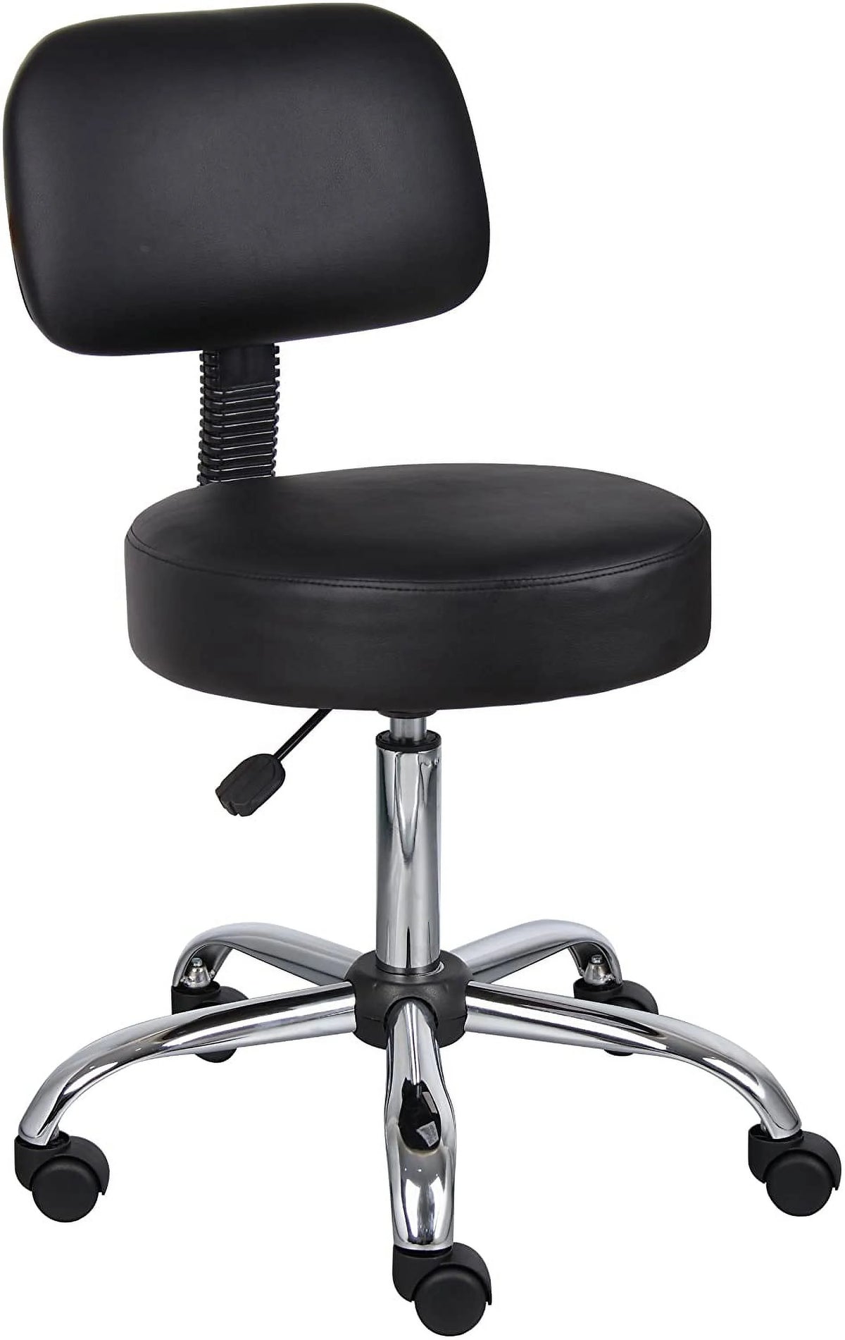 Black Vinyl Stool with Back Cushion X6208