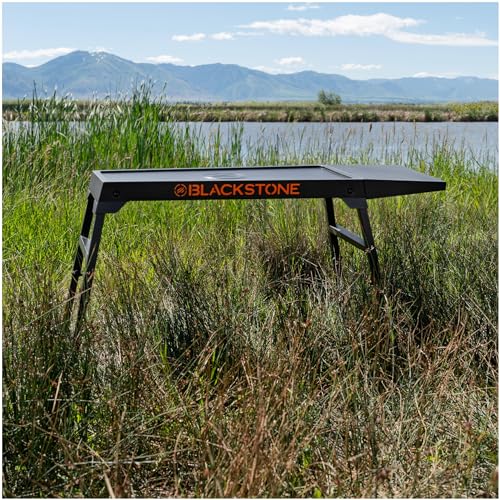 Collapsible Tabletop Griddle Stand with Adjustable Legs and Side Shelf W19008