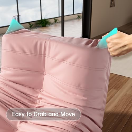 Pink Faux Leather Memory Foam Bean Bag Chair Y62318